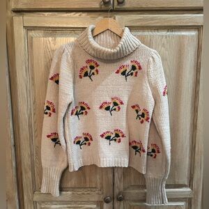 Allison New York Floral Cream Knit Sweater